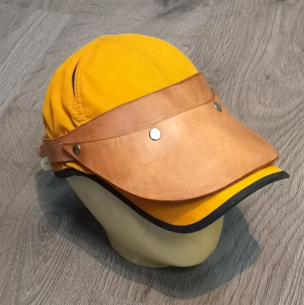 Neo Vintage Mango ORANGE Upcycled Double-bill Leather Visor Hat Hybrid